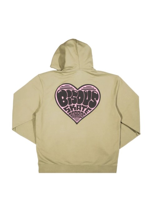 Bisous Skateboard SWEAT BISOUS HOODIE HEART LIGHT OLIVE  BHOODIEHEARTLIGHTOLI chez Graphiti Concept Store Dieppe