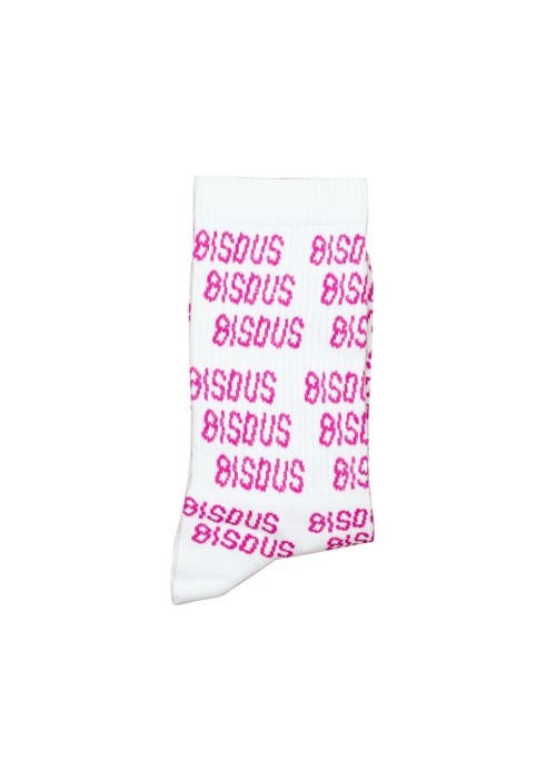 Bisous Skateboard CHAUSSETTES BISOUS SOCKS ALL OVER WHITE/PINK  BSOCKSALLOVERBISOUS chez Graphiti Concept Store Dieppe